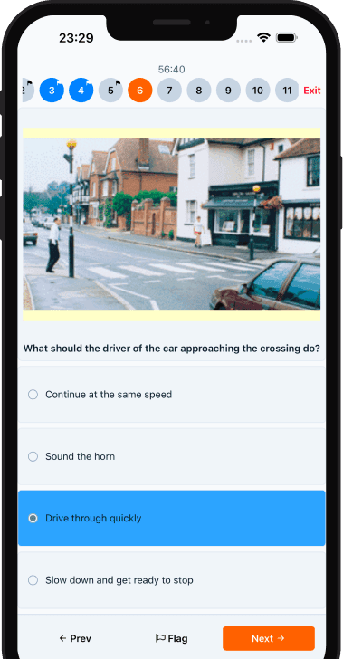 Theory Test Passed on iPhone, practising a hazard question